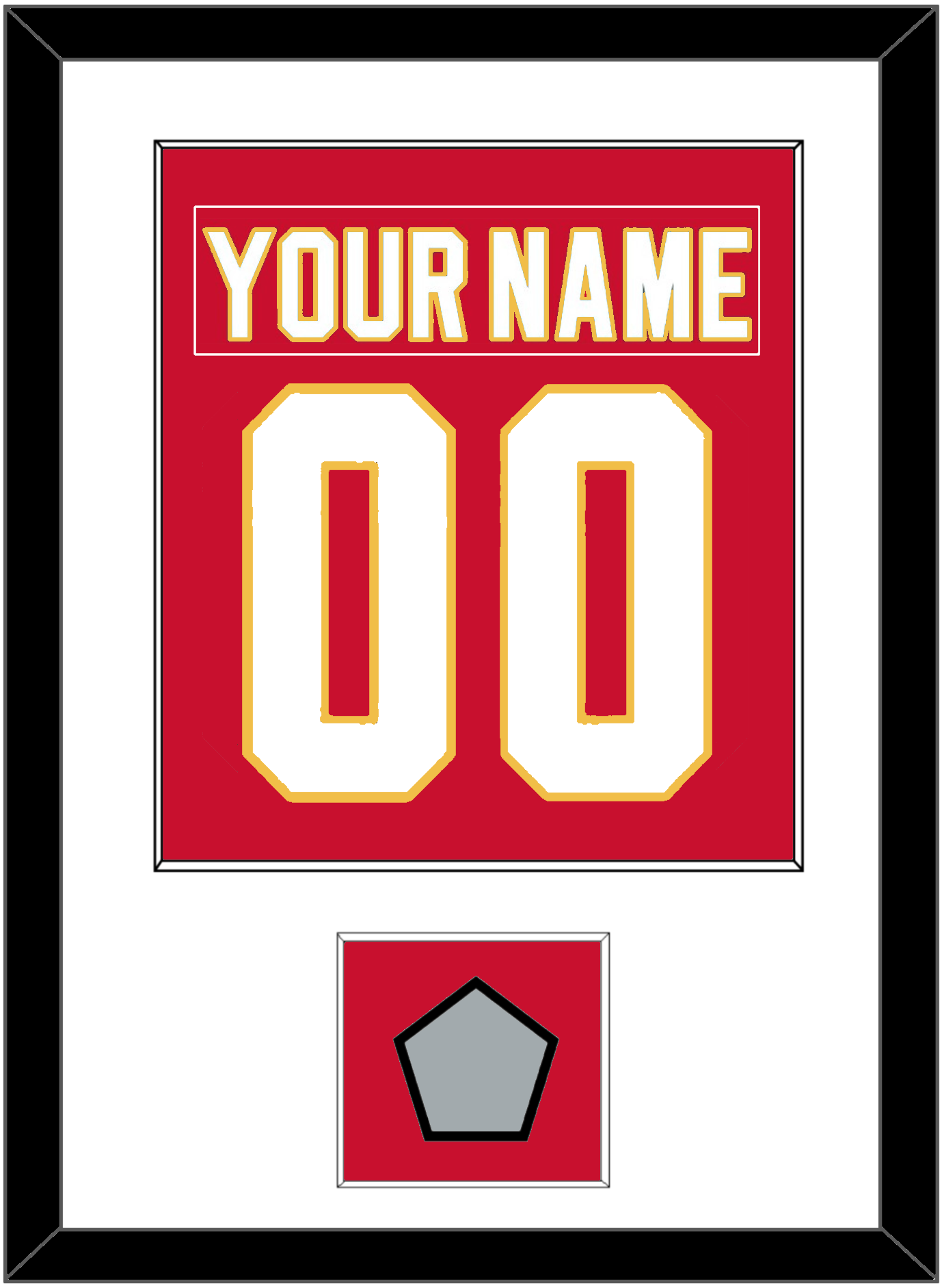Calgary Nameplate & Number (Back) Combined With Stanley Cup Finals Patch - Road Red (1980-1994) - Essential Tier 1