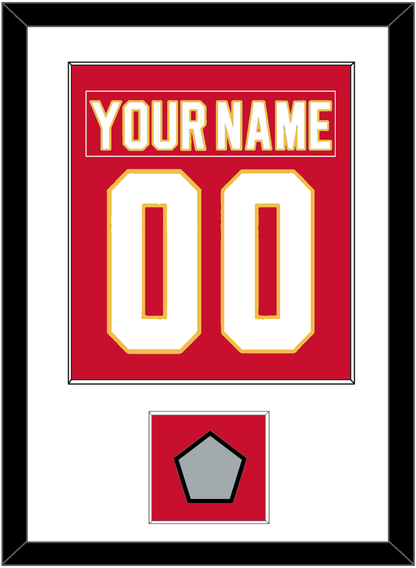 Calgary Nameplate & Number (Back) Combined With Stanley Cup Finals Patch - Road Red (1980-1994) - Essential Tier 1