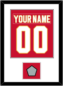 Calgary Nameplate & Number (Back) Combined With Stanley Cup Finals Patch - Road Red (1980-1994) - Single Mat 1