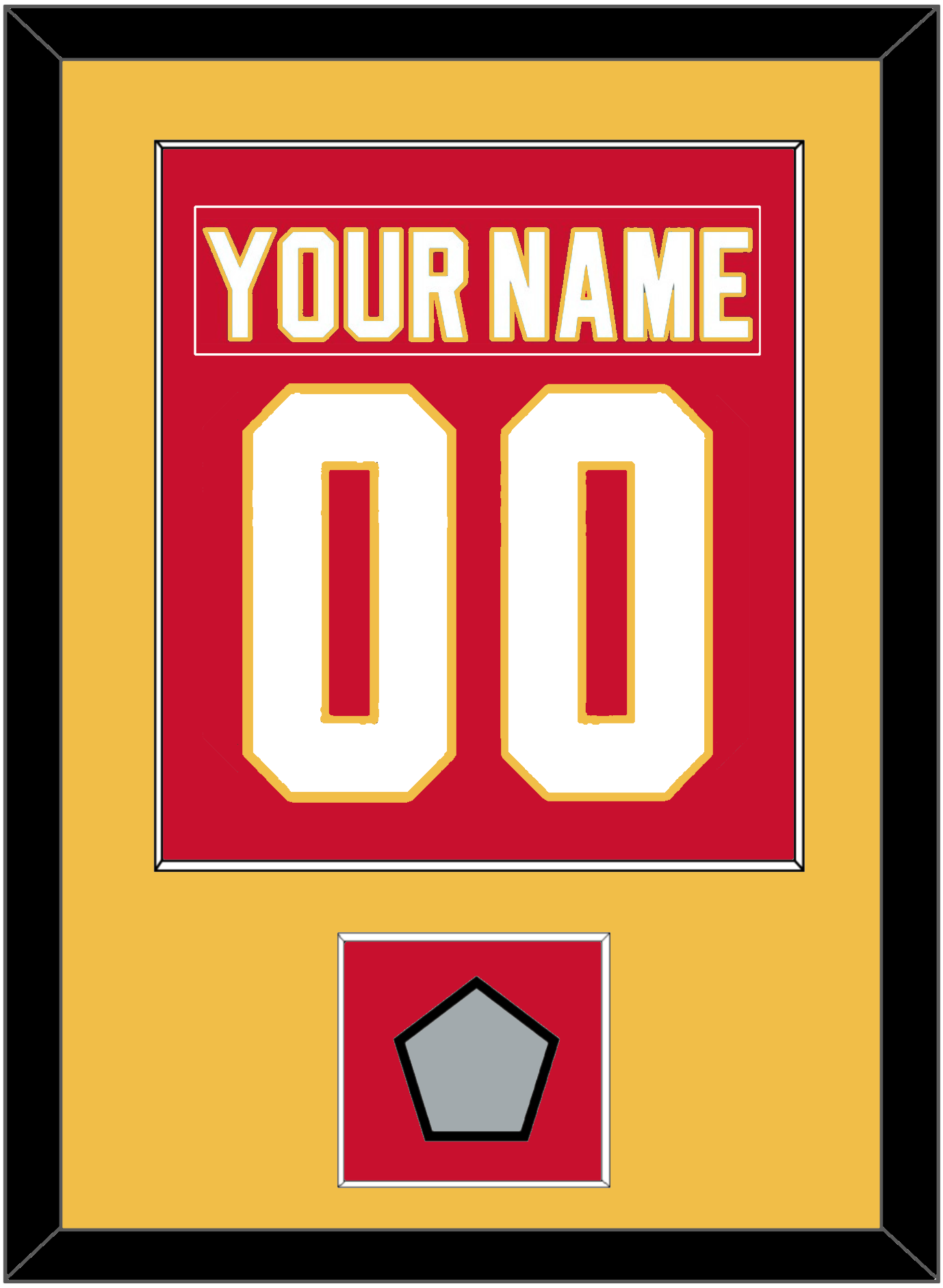 Calgary Nameplate & Number (Back) Combined With Stanley Cup Finals Patch - Road Red (1980-1994) - Essential Tier 2
