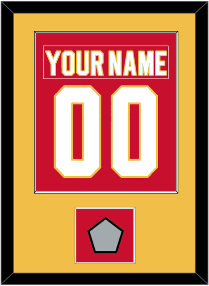 Calgary Nameplate & Number (Back) Combined With Stanley Cup Finals Patch - Road Red (1980-1994) - Essential Tier 2