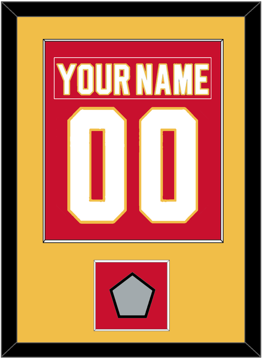 Calgary Nameplate & Number (Back) Combined With Stanley Cup Finals Patch - Road Red (1980-1994) - Essential Tier 2