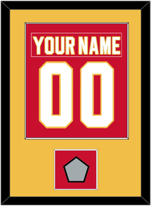 Calgary Nameplate & Number (Back) Combined With Stanley Cup Finals Patch - Road Red (1980-1994) - Single Mat 2