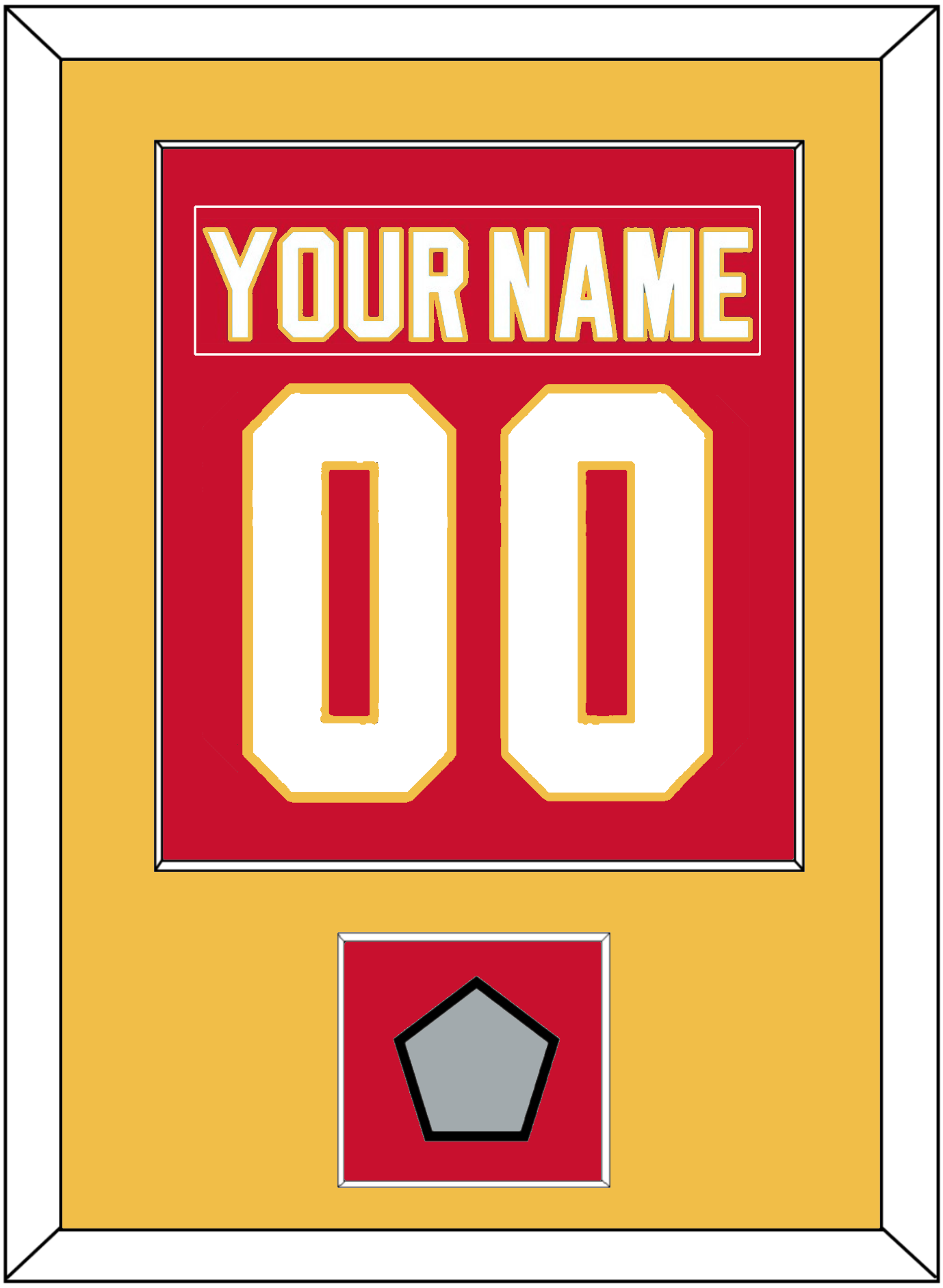 Calgary Nameplate & Number (Back) Combined With Stanley Cup Finals Patch - Road Red (1980-1994) - Essential Tier 2