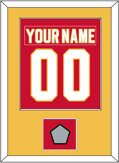 Calgary Nameplate & Number (Back) Combined With Stanley Cup Finals Patch - Road Red (1980-1994) - Essential Tier 2