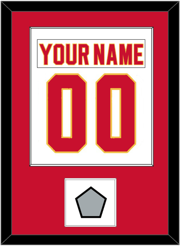 Calgary Nameplate & Number (Back) Combined With Stanley Cup Finals Patch - Home White (1980-1994) - Single Mat 1