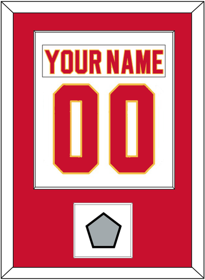 Calgary Nameplate & Number (Back) Combined With Stanley Cup Finals Patch - Home White (1980-1994) - Essential Tier 1