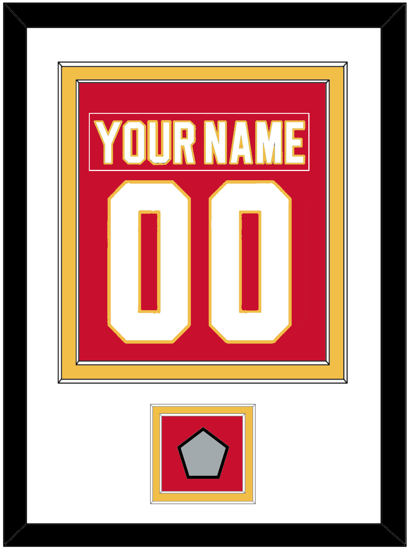 Calgary Nameplate & Number (Back) Combined With Stanley Cup Finals Patch - Road Red (1980-1994) - Signature Tier 1