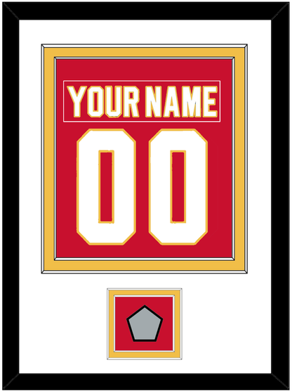 Calgary Nameplate & Number (Back) Combined With Stanley Cup Finals Patch - Road Red (1980-1994) - Signature Tier 1