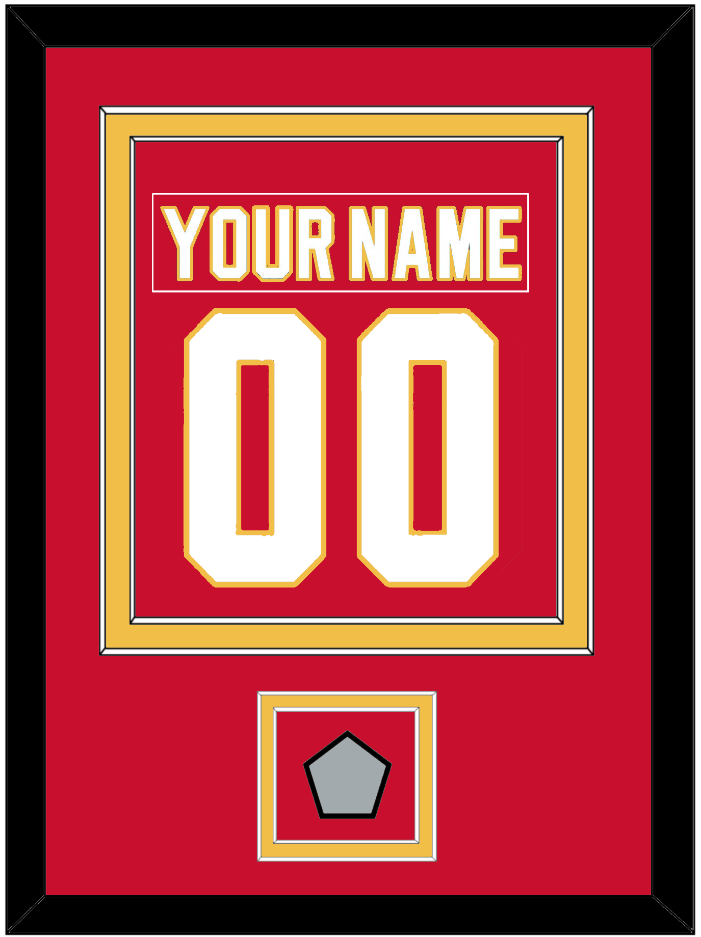 Calgary Nameplate & Number (Back) Combined With Stanley Cup Finals Patch - Road Red (1980-1994) - Signature Tier 2