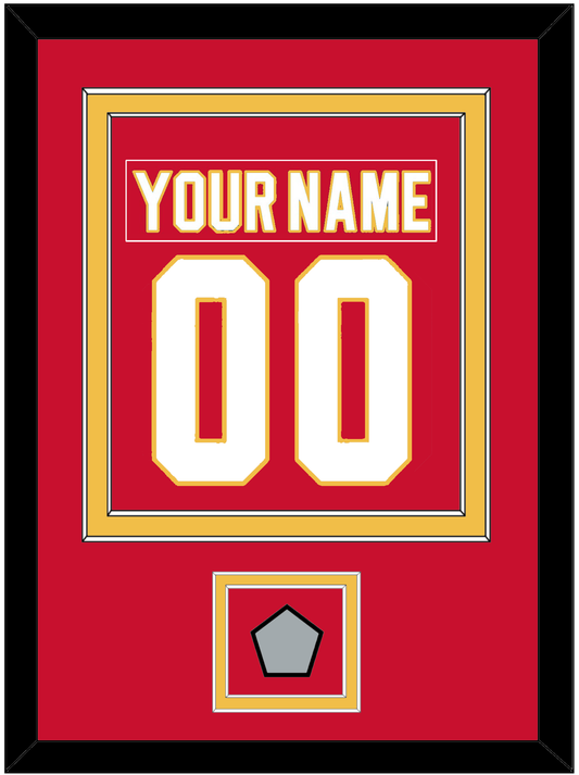 Calgary Nameplate & Number (Back) Combined With Stanley Cup Finals Patch - Road Red (1980-1994) - Signature Tier 2