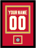 Calgary Nameplate & Number (Back) Combined With Stanley Cup Finals Patch - Road Red (1980-1994) - Double Mat 2