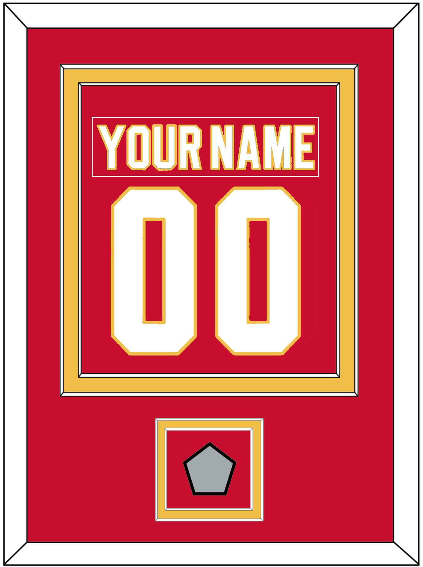 Calgary Nameplate & Number (Back) Combined With Stanley Cup Finals Patch - Road Red (1980-1994) - Signature Tier 2