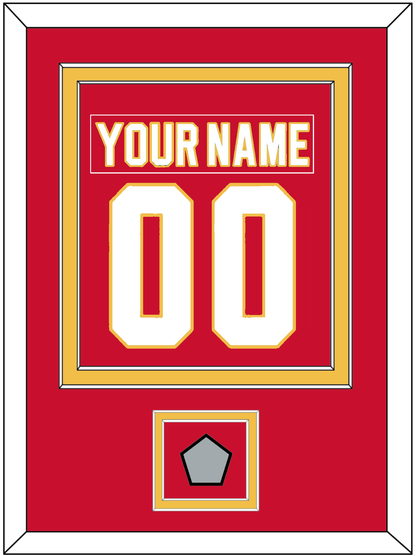 Calgary Nameplate & Number (Back) Combined With Stanley Cup Finals Patch - Road Red (1980-1994) - Signature Tier 2