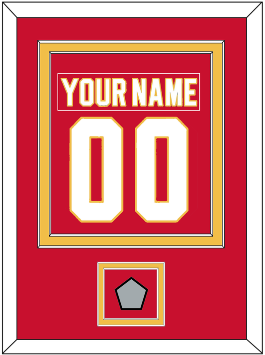 Calgary Nameplate & Number (Back) Combined With Stanley Cup Finals Patch - Road Red (1980-1994) - Signature Tier 2