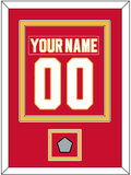 Calgary Nameplate & Number (Back) Combined With Stanley Cup Finals Patch - Road Red (1980-1994) - Double Mat 2