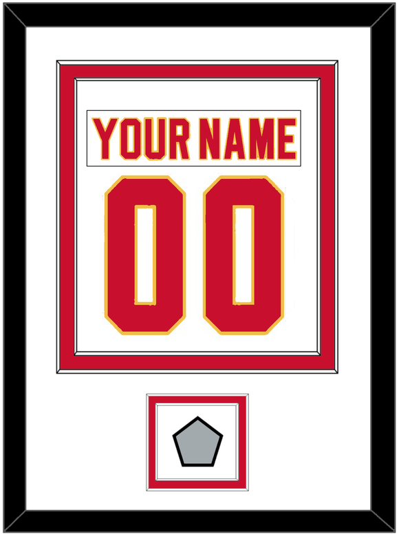 Calgary Nameplate & Number (Back) Combined With Stanley Cup Finals Patch - Home White (1980-1994) - Double Mat 1