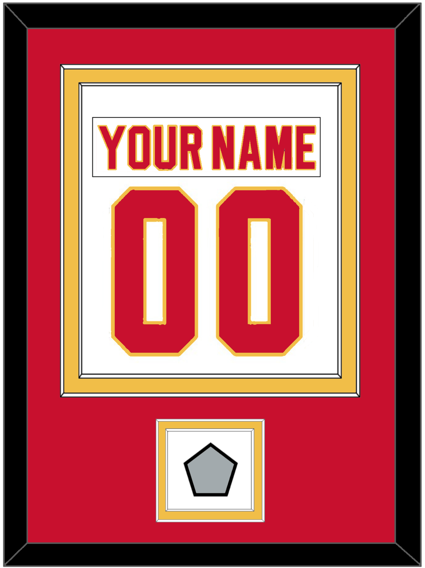 Calgary Nameplate & Number (Back) Combined With Stanley Cup Finals Patch - Home White (1980-1994) - Signature Tier 2