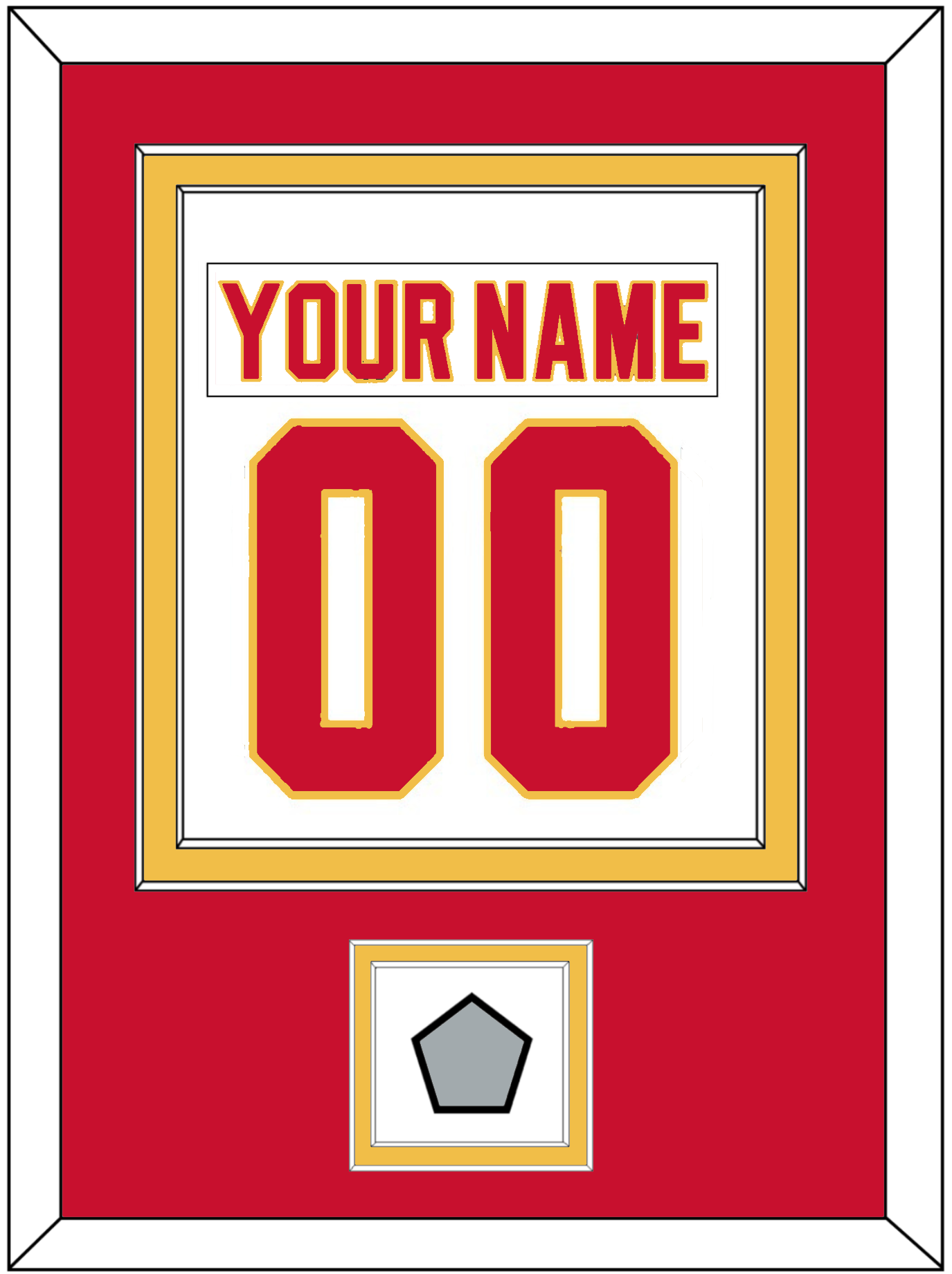Calgary Nameplate & Number (Back) Combined With Stanley Cup Finals Patch - Home White (1980-1994) - Signature Tier 2