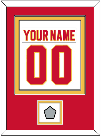 Calgary Nameplate & Number (Back) Combined With Stanley Cup Finals Patch - Home White (1980-1994) - Signature Tier 2