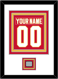 Calgary Nameplate & Number (Back) Combined With Stanley Cup Finals Patch - Road Red (1980-1994) - Triple Mat 1