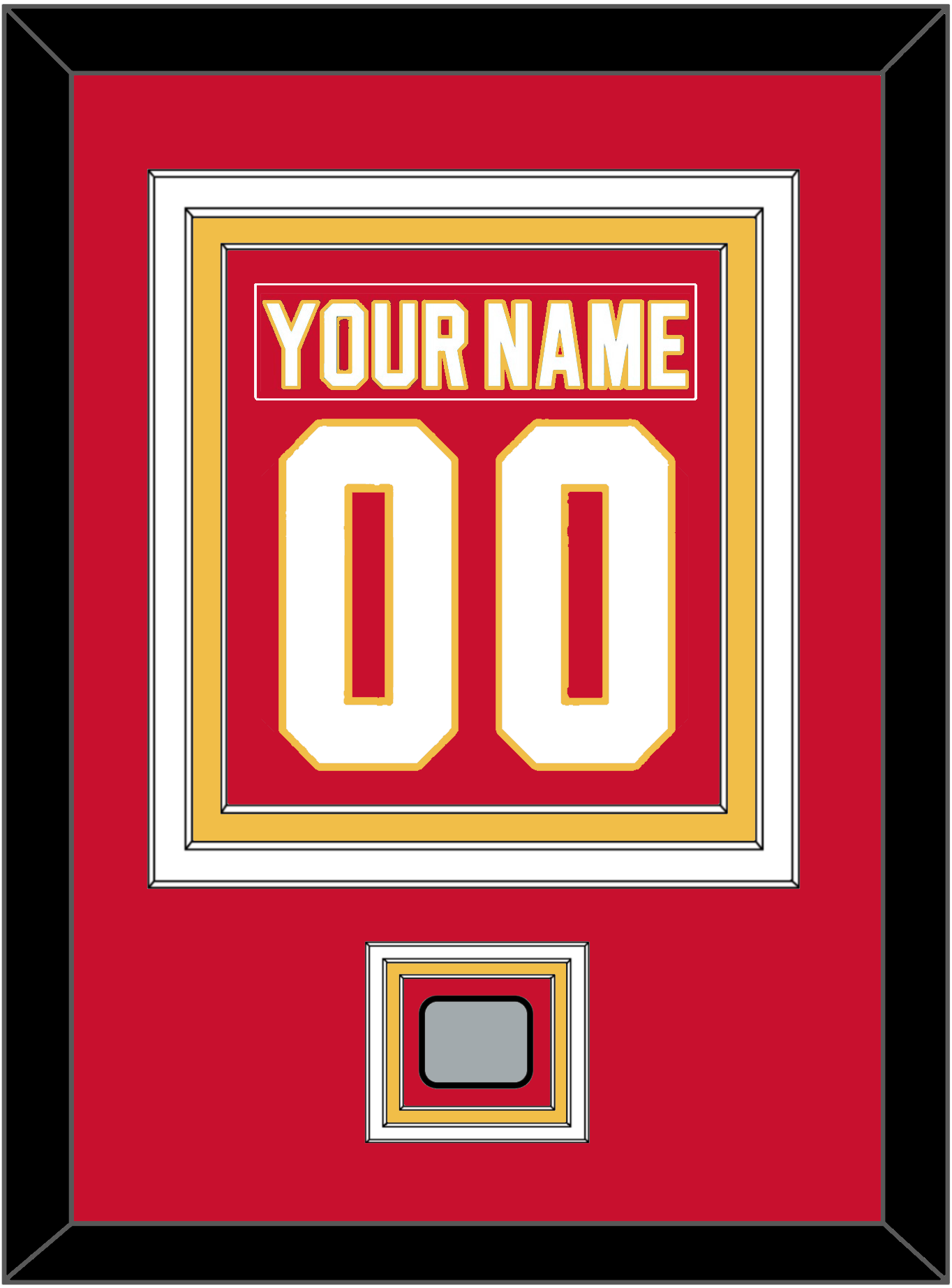 Calgary Nameplate & Number (Back) Combined With Stanley Cup Finals Patch - Road Red (1980-1994) - Premier Tier 2
