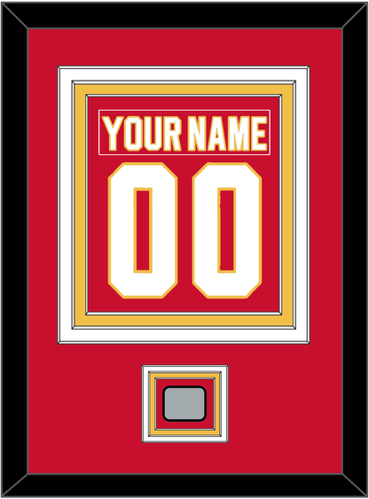 Calgary Nameplate & Number (Back) Combined With Stanley Cup Finals Patch - Road Red (1980-1994) - Premier Tier 2