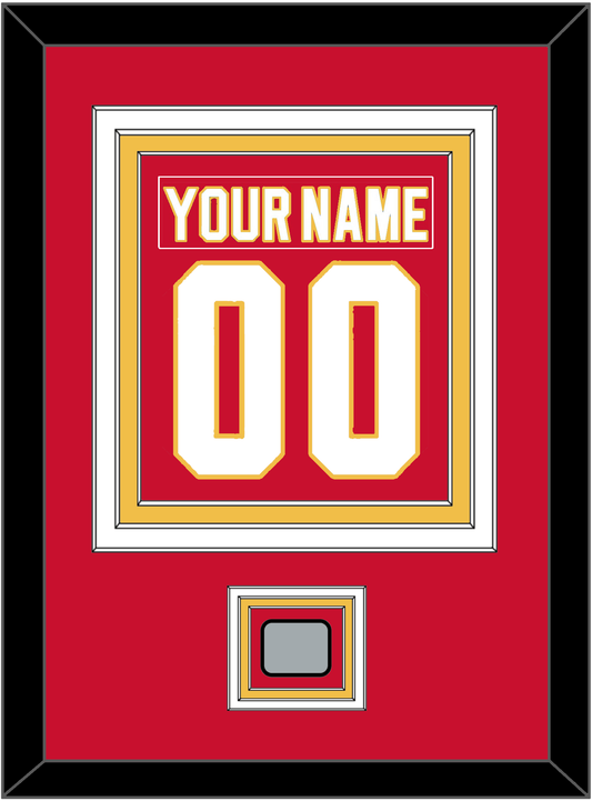 Calgary Nameplate & Number (Back) Combined With Stanley Cup Finals Patch - Road Red (1980-1994) - Premier Tier 2