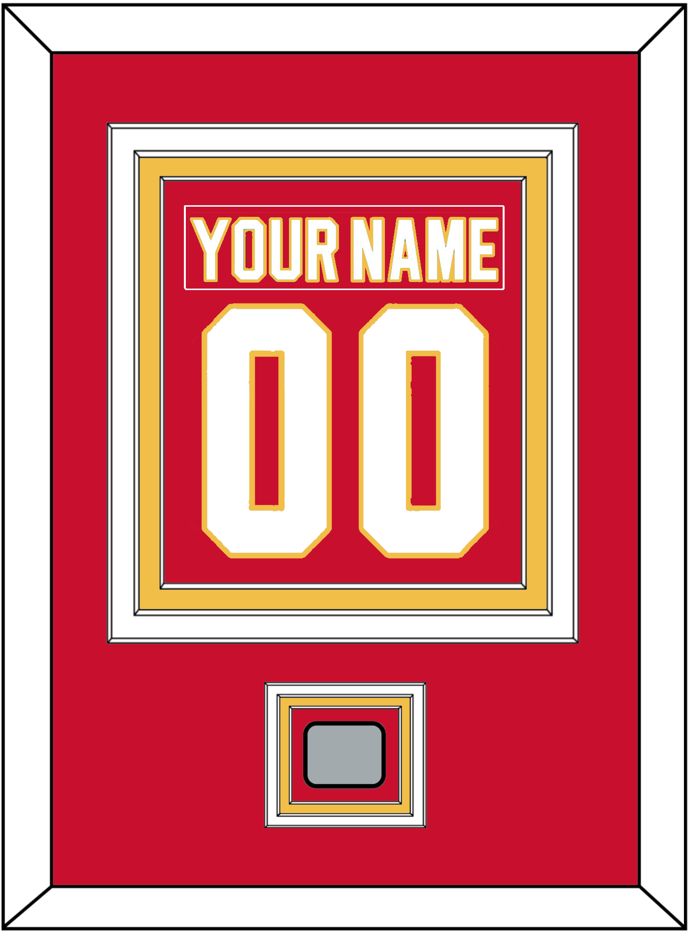 Calgary Nameplate & Number (Back) Combined With Stanley Cup Finals Patch - Road Red (1980-1994) - Premier Tier 2