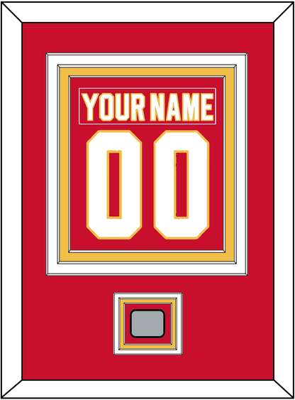 Calgary Nameplate & Number (Back) Combined With Stanley Cup Finals Patch - Road Red (1980-1994) - Premier Tier 2