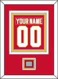 Calgary Nameplate & Number (Back) Combined With Stanley Cup Finals Patch - Road Red (1980-1994) - Triple Mat 2