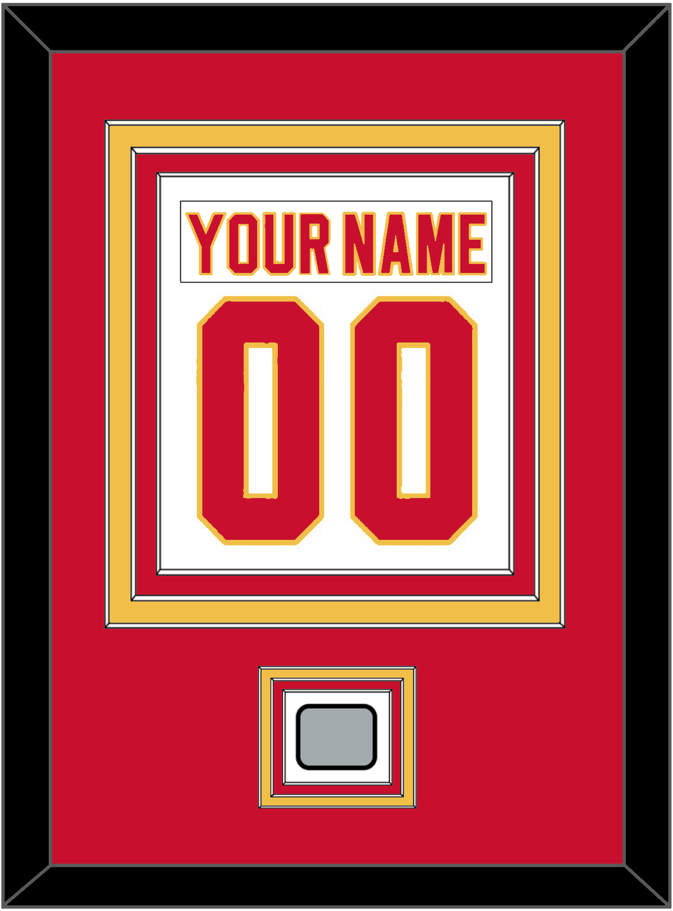 Calgary Nameplate & Number (Back) Combined With Stanley Cup Finals Patch - Home White (1980-1994) - Premier Tier 2