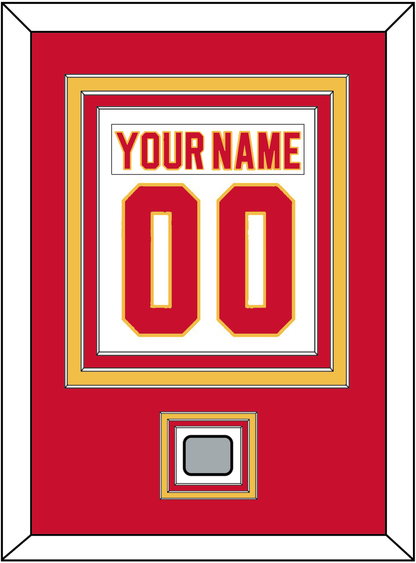 Calgary Nameplate & Number (Back) Combined With Stanley Cup Finals Patch - Home White (1980-1994) - Premier Tier 2
