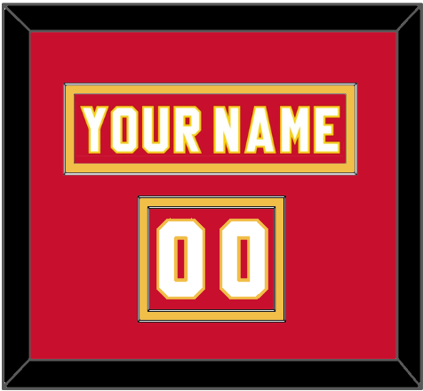 Calgary Nameplate & Number (Shoulder) - Home Red - Double Mat 2