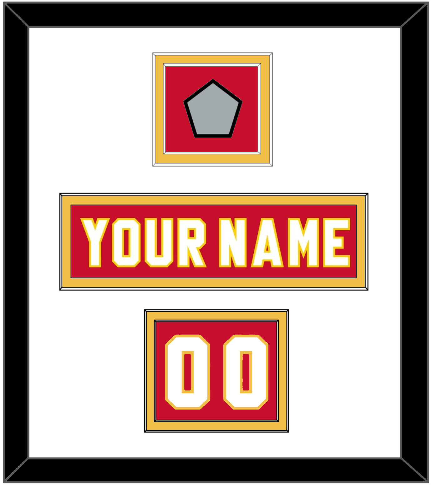 Calgary Nameplate, Number (Shoulder) & Stanley Cup Finals Patch - Road Red (1980-1994) - Signature Tier 1