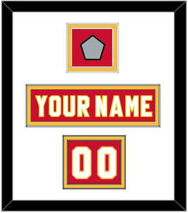 Calgary Nameplate, Number (Shoulder) & Stanley Cup Finals Patch - Road Red (1980-1994) - Double Mat 1