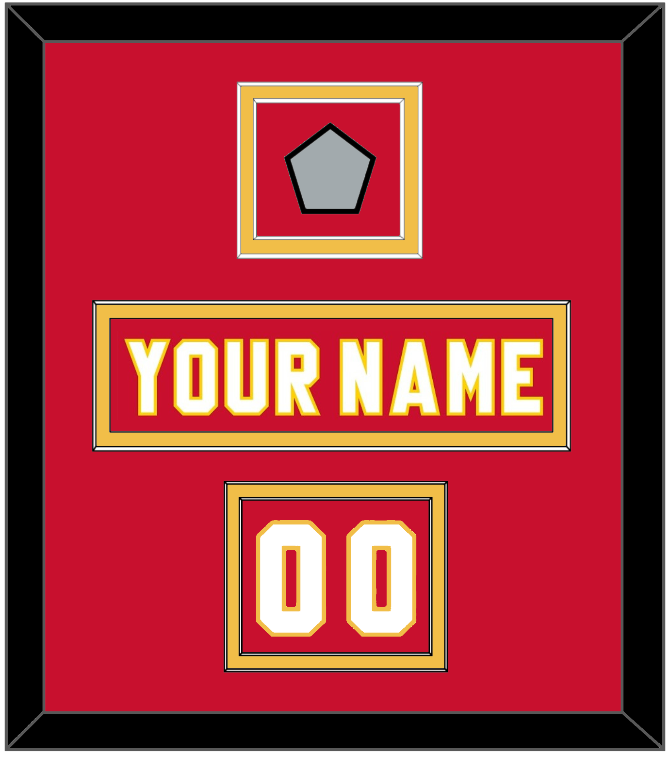 Calgary Nameplate, Number (Shoulder) & Stanley Cup Finals Patch - Road Red (1980-1994) - Signature Tier 2