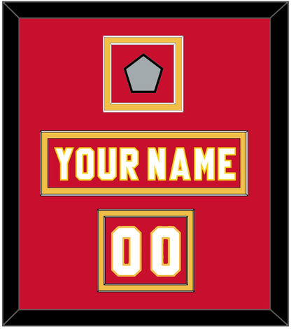 Calgary Nameplate, Number (Shoulder) & Stanley Cup Finals Patch - Road Red (1980-1994) - Signature Tier 2