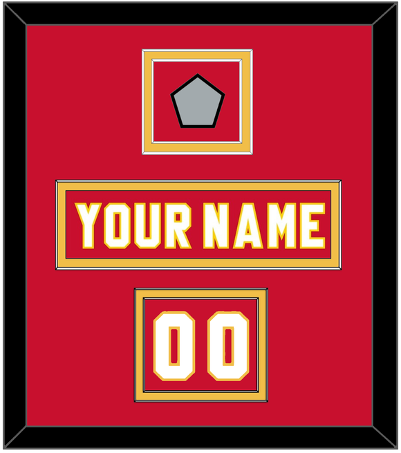 Calgary Nameplate, Number (Shoulder) & Stanley Cup Finals Patch - Road Red (1980-1994) - Double Mat 2