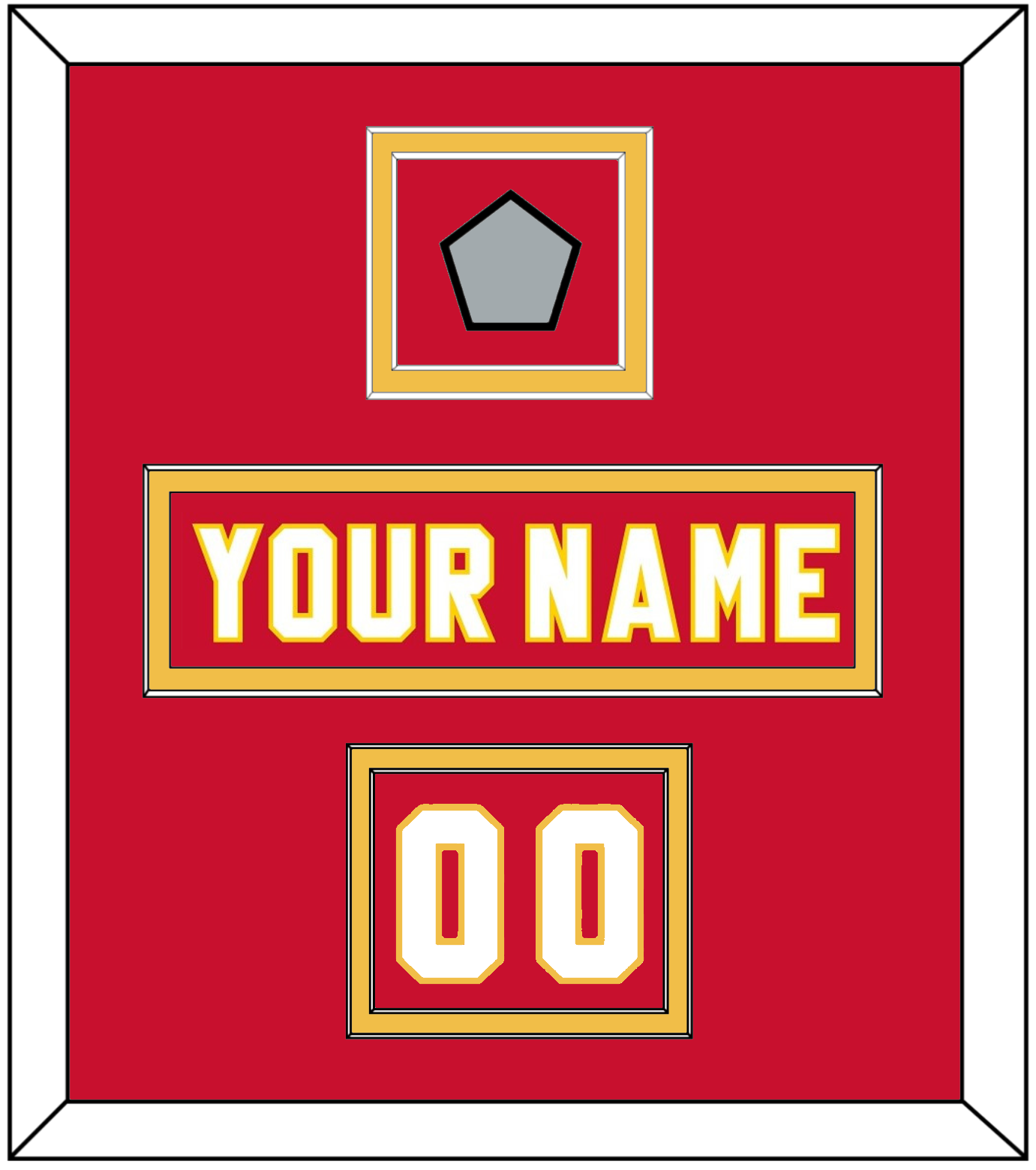 Calgary Nameplate, Number (Shoulder) & Stanley Cup Finals Patch - Road Red (1980-1994) - Signature Tier 2