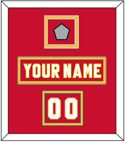 Calgary Nameplate, Number (Shoulder) & Stanley Cup Finals Patch - Road Red (1980-1994) - Signature Tier 2