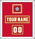 Calgary Nameplate, Number (Shoulder) & Stanley Cup Finals Patch - Road Red (1980-1994) - Double Mat 2