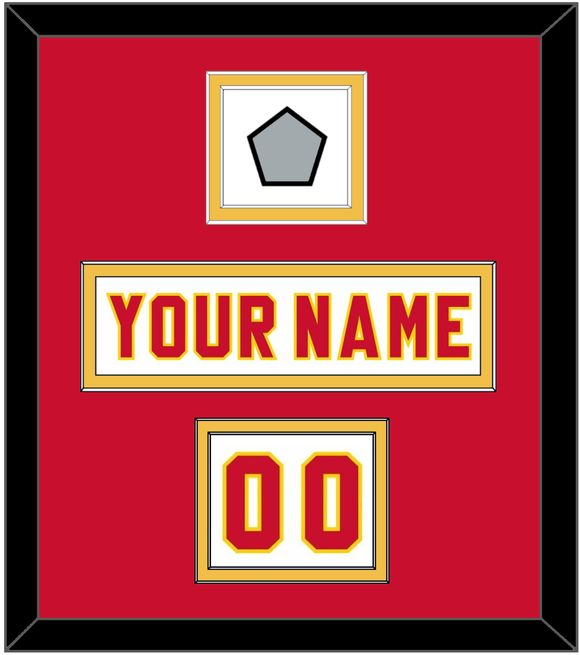 Calgary Nameplate, Number (Shoulder) & Stanley Cup Finals Patch - Home White (1980-1994) - Double Mat 2