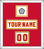 Calgary Nameplate, Number (Shoulder) & Stanley Cup Finals Patch - Home White (1980-1994) - Double Mat 2