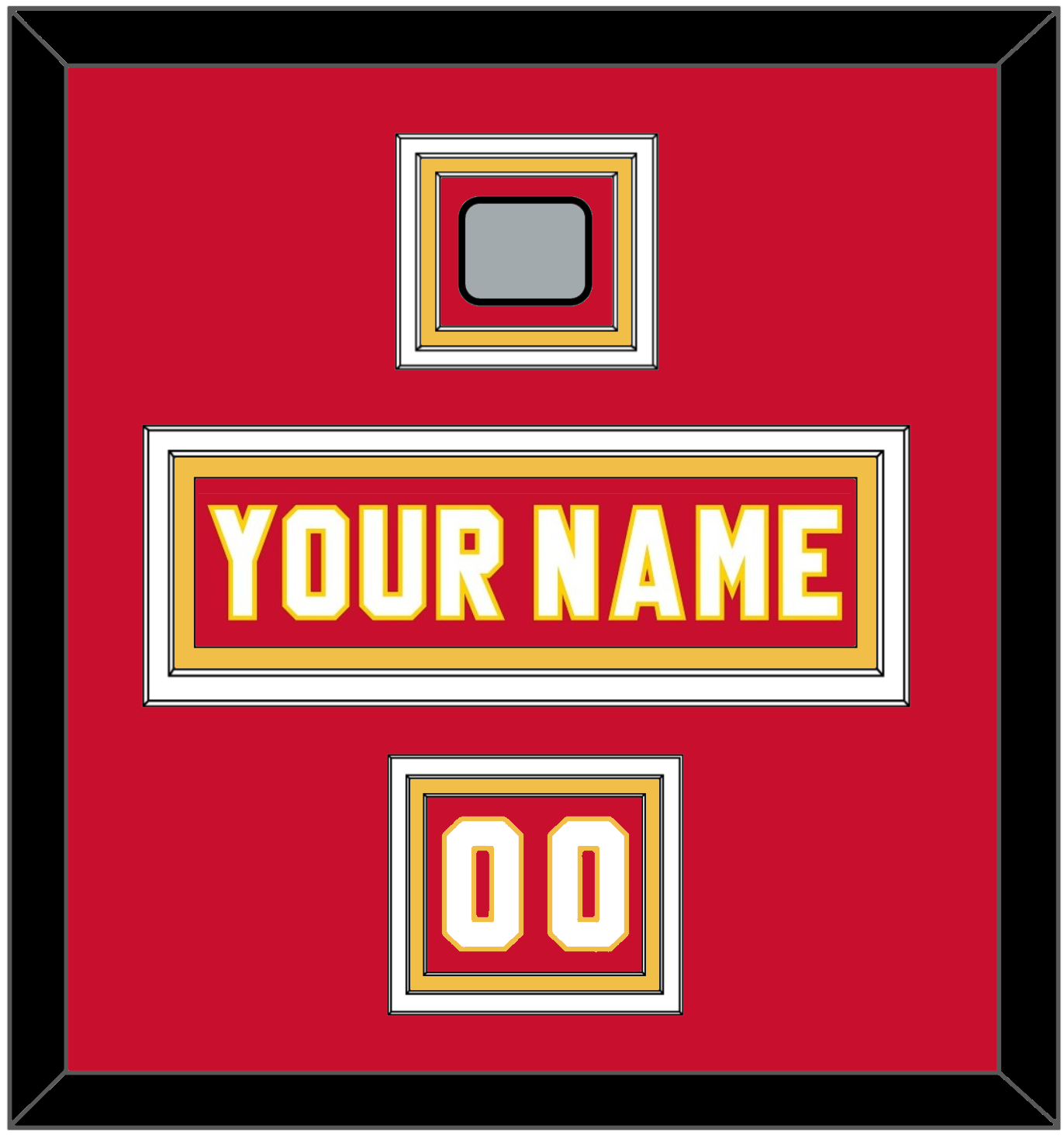 Calgary Nameplate, Number (Shoulder) & Stanley Cup Finals Patch - Road Red (1980-1994) - Premier Tier 2