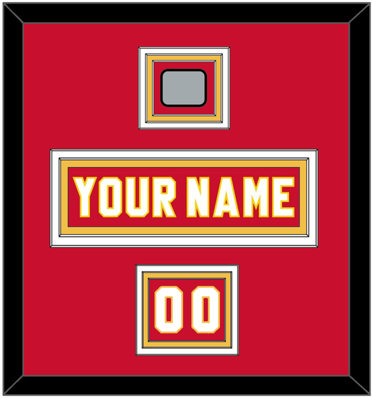 Calgary Nameplate, Number (Shoulder) & Stanley Cup Finals Patch - Road Red (1980-1994) - Premier Tier 2