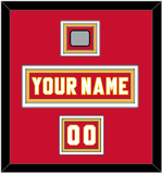 Calgary Nameplate, Number (Shoulder) & Stanley Cup Finals Patch - Road Red (1980-1994) - Triple Mat 2