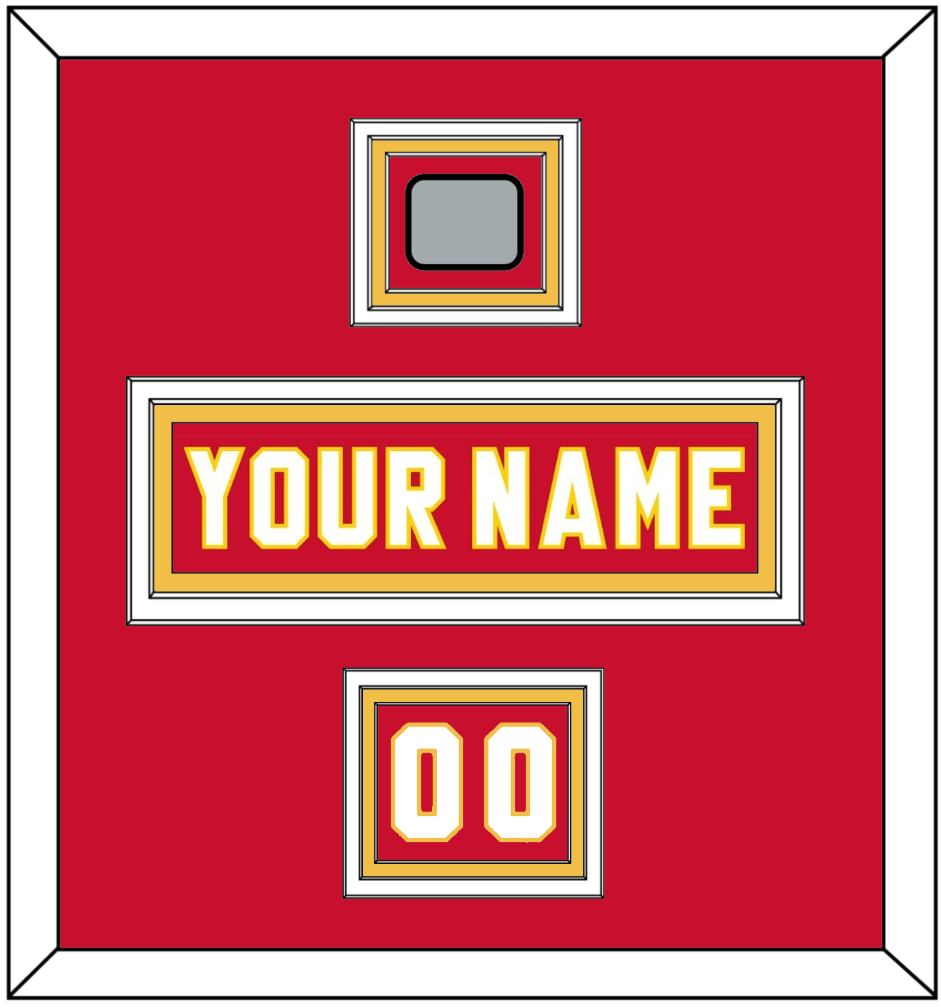 Calgary Nameplate, Number (Shoulder) & Stanley Cup Finals Patch - Road Red (1980-1994) - Premier Tier 2