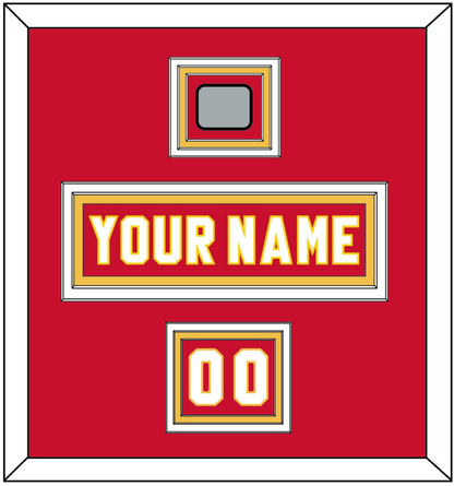 Calgary Nameplate, Number (Shoulder) & Stanley Cup Finals Patch - Road Red (1980-1994) - Premier Tier 2
