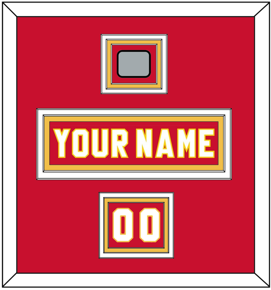 Calgary Nameplate, Number (Shoulder) & Stanley Cup Finals Patch - Road Red (1980-1994) - Premier Tier 2